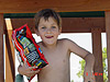 Tyler getting ready to go down the slide