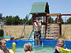 Tyler getting ready to hop in the pool