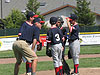 The coach talking to the kids
