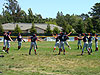 The team warming up