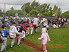 The teams thanking each other