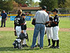 The coach talking to the kids