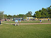 The Cubs playing the field