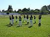 The kids warming up