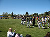 The kids coming out on the field
