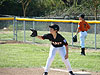 Tyler warming up on first base