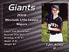The back of Tyler's card