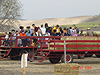 The kids all loaded up and ready to go on their hay ride