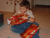 Tyler showing off more gifts from Heidi and Dave