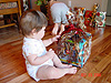 Jordan opening a present from Heidi and Dave