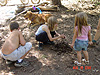 The kids gathering stuff