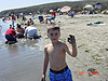 Tyler showing off the crab he caught