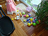 Jordan looking at her eggs