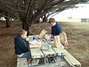 Nathan, Jordan, and Tyler eating lunch