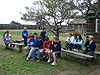 The kids getting ready for a lecture about the fort
