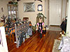 Jordan in front of some our our decorations