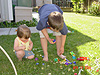 Tyler and Jordan gathering candy