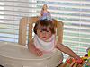 Jordan with her birthday hat on
