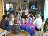 The kids waiting for their piece of cake