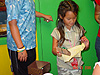 Katie opening up Shawn's gift