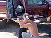 Ken giving Tyler a hand with his first shot of the day