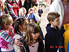 The kids lining up to go inside