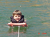 Tyler getting pulled behind the boat