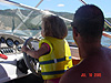 Jordan driving the boat