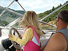 Jordan driving the boat
