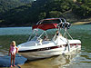 Jordan in front of the boat