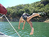Tyler doing a crazy dive into the lake