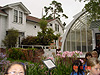 A view of the greenhouse and house