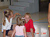 Jordan playing with Tawny and her friend