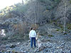 Tyler and Jordan walking down to the fishing hole