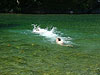 Tyler and Ken swimming in the river