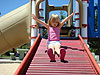 Jordan going down a slide