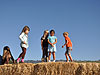 Sierra, Jordan, and Marissa on the hay