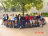 The class waiting outside