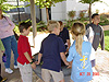 The kids looking at the fountain