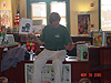 Walter Mayes showing off some of the illustrations