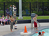 Tyler and Bailey getting into the pool