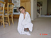 Tyler all bundled up after swimming