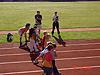 The kindergarten class getting ready to run