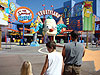 Jordan, Tyler, and Ken in front of the Simpsons Ride