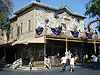 Halloween decorations on the buildings