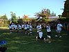The team warming up