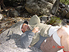 Ken and Tyler playing after a long day of hiking