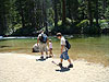 Ken, Jordan, and Tyler playing in the water at the top of Nevada Falls