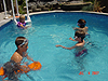 The kids swimming