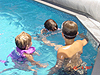 The kids still swimming